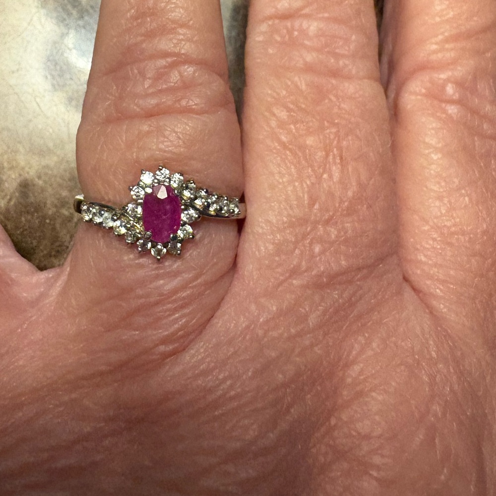 EUC Mozambique and ruby with white zircons size 8. Markdown